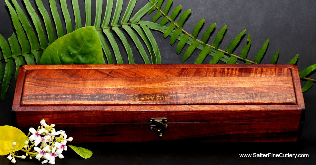 Keepsake box to fit long collectible knife handcrafted in Hawaii by SalterFineCutlery and custom woodworking
