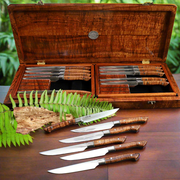 16-pc steak knife set with open presentation box handmade luxury tableware from SalterFineCutlery