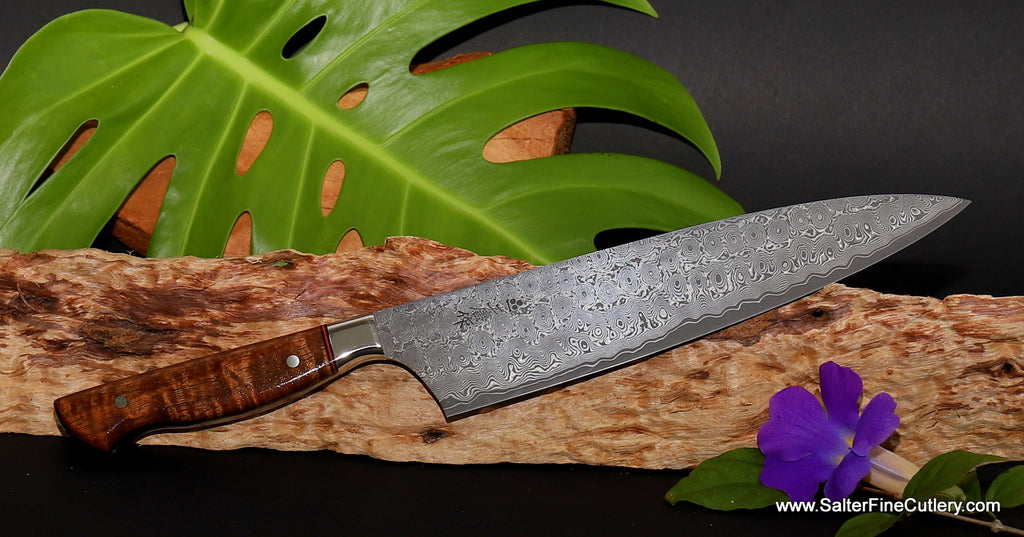 240mm chef knife Charybdis series full-tang version with stainless steel bolster luxury kitchen knives individually hand-forged exclusively for SalterFineCutlery
