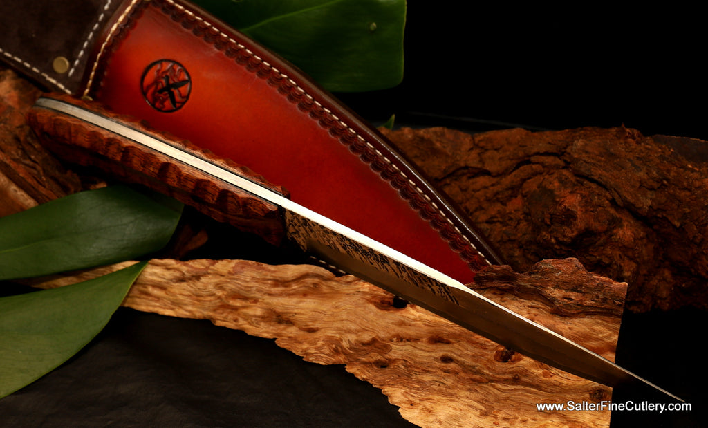 Spine view custom handmade hunting knife from SalterFineCutlery of Hawaii