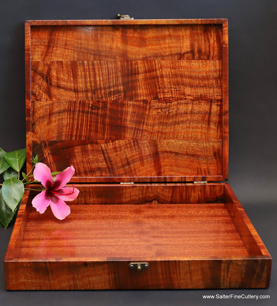 Open keepsake box extra large custom size for corporate presentation handcrafted by SalterFineCutlery