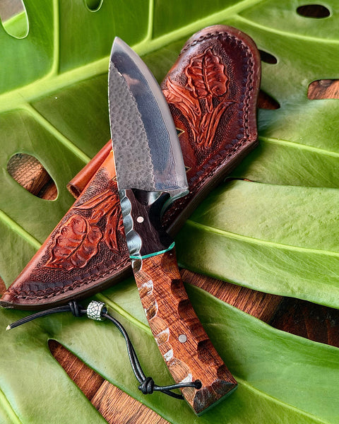 105mm belt-carry fixed blade collectible knife with custom sheath handmade SalterFineCutlery