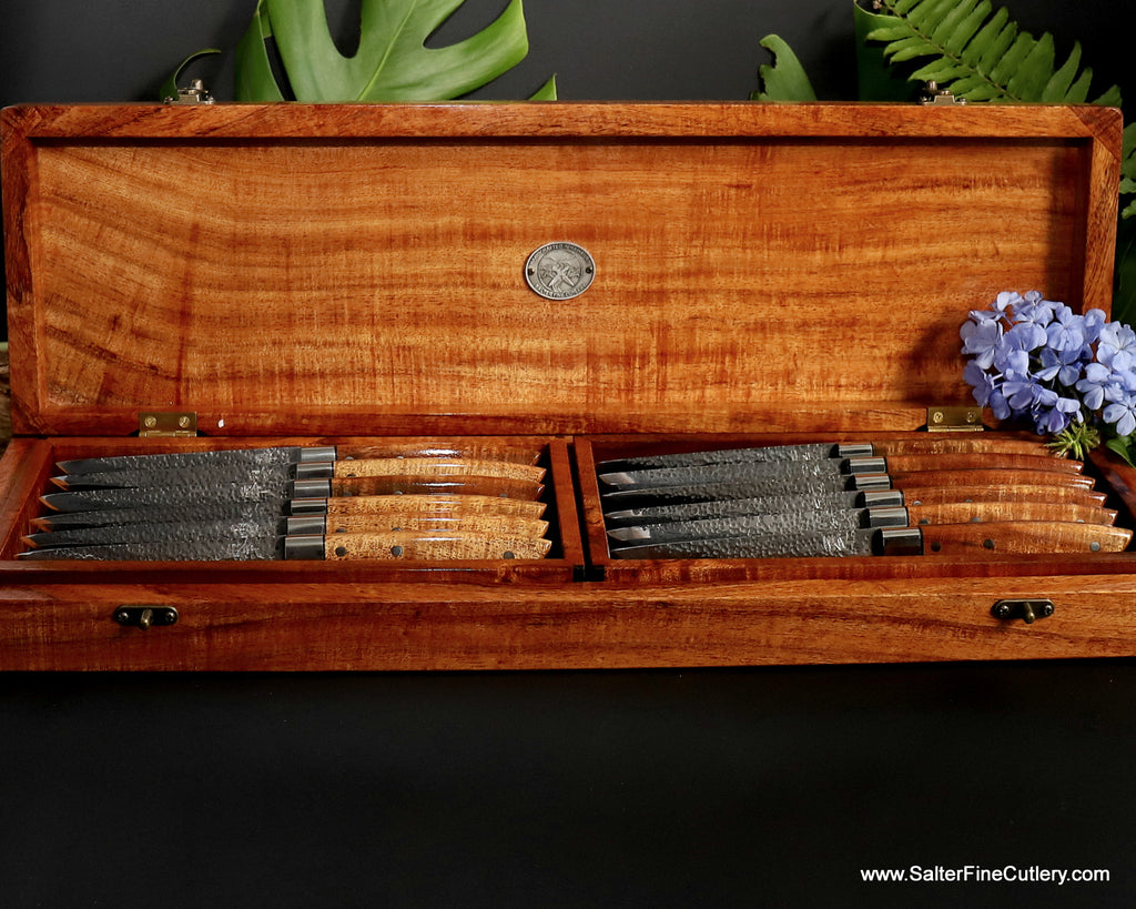 12-piece handmade luxury tableware set in matching presentation box from SalterFineCutlery of Hawaii