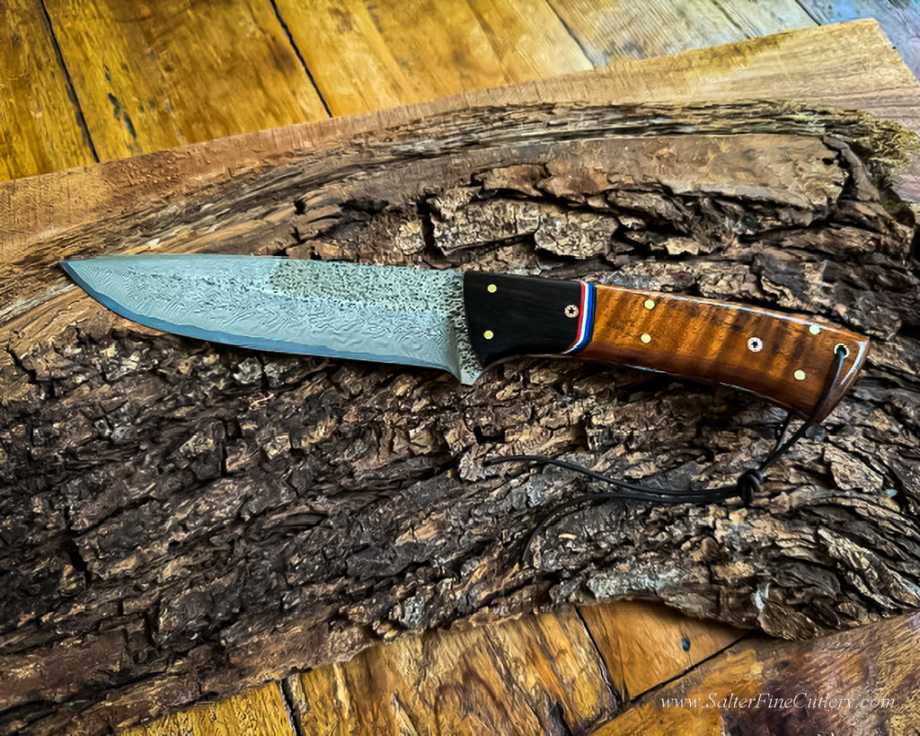 Fixed blade patriotic knife called the Stars and Stripes collectible knife made to honor the USA's 250th birthday by SalterFineCutlery