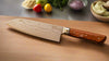 Santoku style Japanese damascus 170mm kitchen knife for cutting both meat and vegetables with Hawaiian koa wood handle by SalterFineCutlery