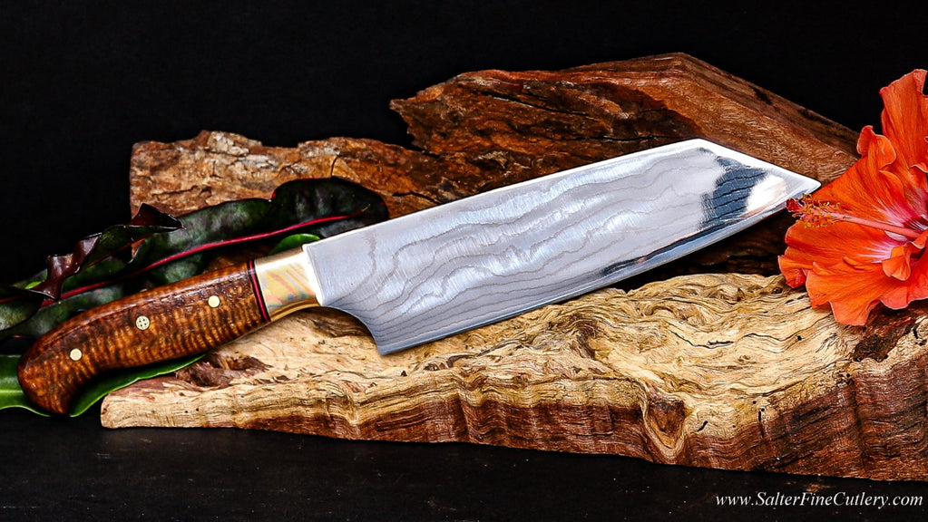 Custom handmade chef knife from SalterFineCutlery luxury kitchen cutlery from Hawaii