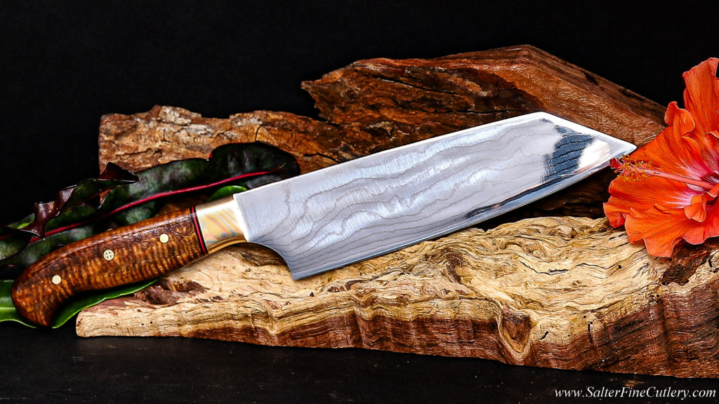 Custom bunka style chef knife luxury kitchen cutlery by SalterFineCutlery of Hawaii