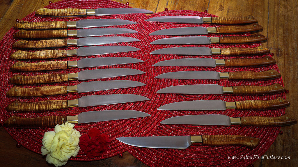 Set of twenty steak knives for a 4-Star NYC fine dining restaurant individually handmde by SalterFineCutlery