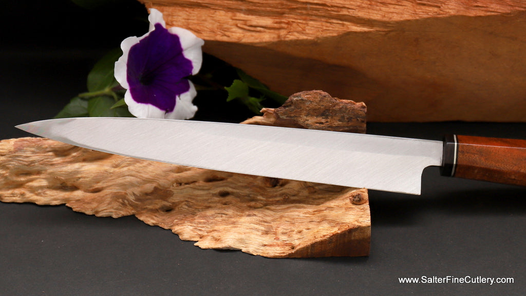 210mm sushi knife single bevel shirogami knife reverse side blade detail SalterFineCutlery