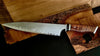 240mm carbon steel japanese hand-forged chef knife with damascus pattern and SalterFineCutlery artist-series handle completely handmade for collector or professional use