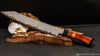 270mm slicing knife Japanese hand-forged carbon steel with curly koa and buffalo horn handle exclusively by SalterFineCutlery