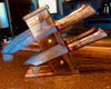 Chef Knife set 4-piece VillageForge-series  on kitchen counter handmade by SalterFineCutlery