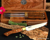 4-piece steak knife set classic-clad series with curly koa wood handles and Queensland maple keepsake box handcrafted by SalterFineCutlery Hawaii