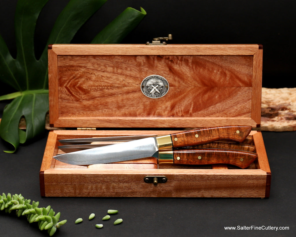 4-piece steak knife set Classic-Clad series in open keepsake box Luxury tableware by SalterFineCutlery Hawaii