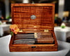 Six piece custom steak knife set in presentation box by SalterFineCutlery custom steak knife sets handmade to order.