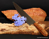 8-inch chef knife stainless steel with solid curly Hawaiian koa wood handle and decorative mosaic pins from SalterFineCutlery