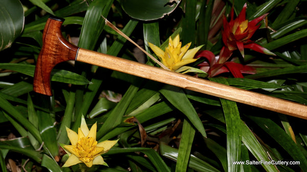 Curly Hawaiian koa wood cane Walking sticks by SalterFineCutlery and woodworking