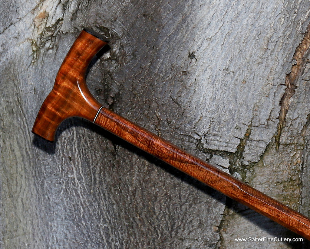 Cane upgrade 5A presentation grade curly Hawaiian koa wood handcrafted by SalterFineCutlery
