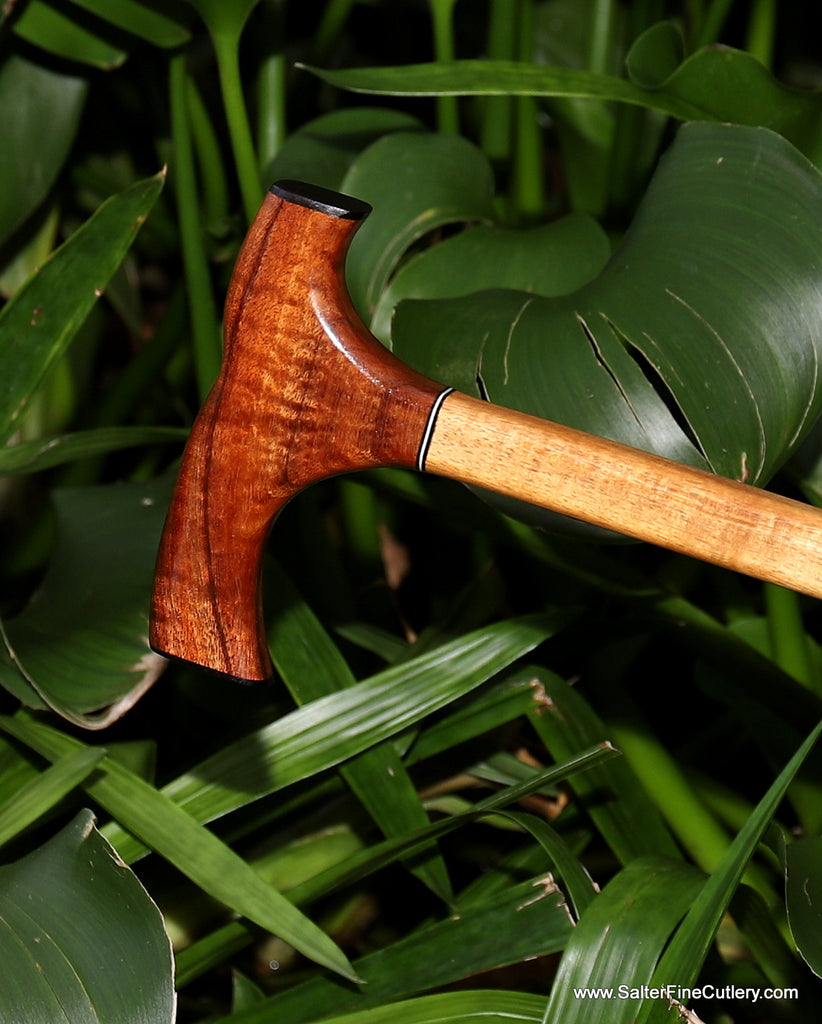 Cane with contrasting koa woods  by SalterFineCutlery and woodworking Hawaii