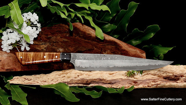 Carving knife 240mm  for BBQ or holiday table hand-forged with koa wood handle from SalterFineCutlery
