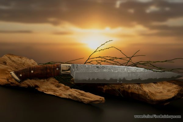 Long Handmade Carving knife hand-forged blade from Japan handcrafted handle from SalterFineCutlery 