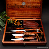 3-piece outdoorsmans knife set with truesse sheath in keepsake box by SalterFineCutlery
