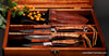 Hunting knife 3-pc set with leather belt sheath in keepsake box handmade in Hawaii by SalterFineCutlery
