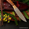 Hunting knife with hand-tooled sheath and mokume bolster SalterFineCutlery 