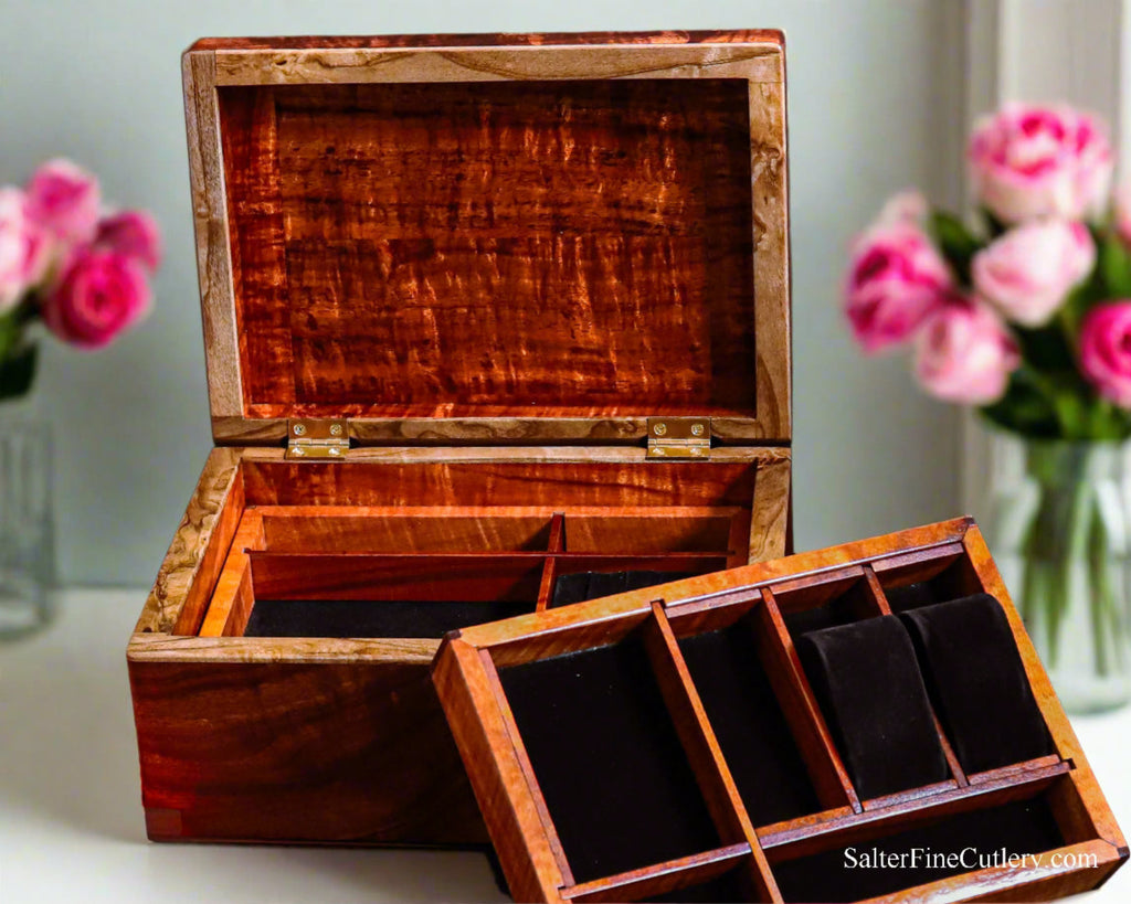Jewelry box 2 tier plus secret storage for any gender by SalterFineCutlery
