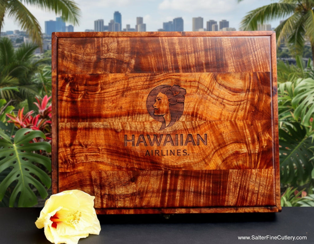 Extra large custom keepsake box with engraved name for corporate presentation by SalterFineCutlery
