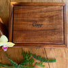 Custom handcrafted curly koa wood box with personalized lid engraving from SalteFineCutlery and custom woodworking in Hawaii
