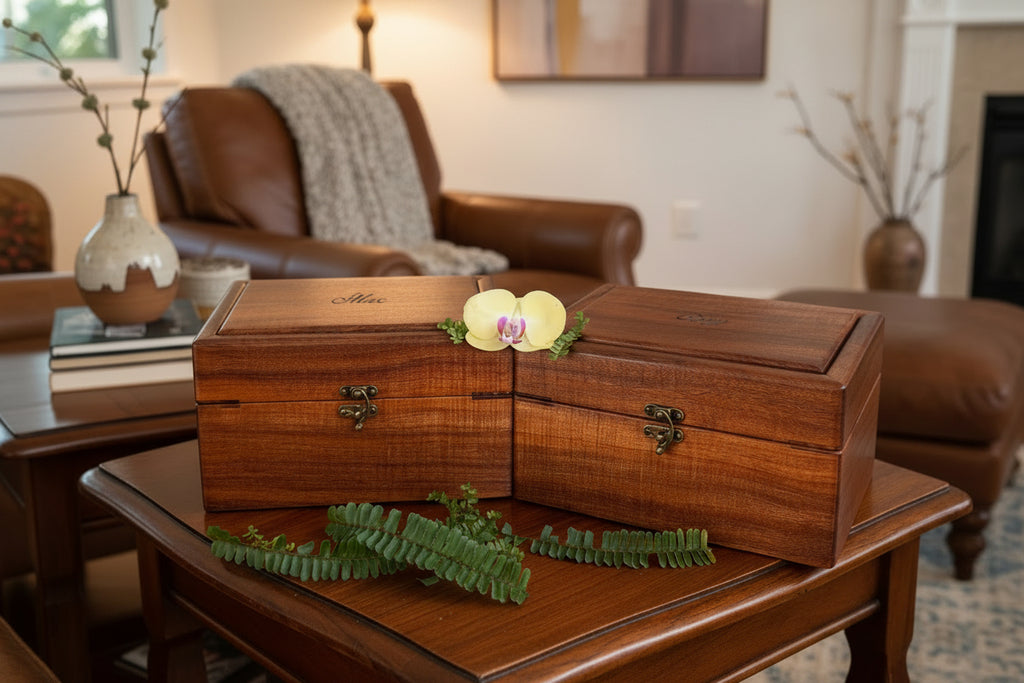 Pair of custom valet boxes handcrafted by SalterFineCutlery and custom woodworking