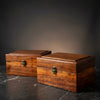 View of wrap around wood pattern on one of a pair of custom handmade valet boxes by SalterFineCutlery and custom woodworking
