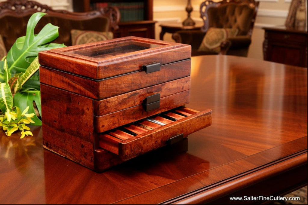 Pen Box to hold 50 pens in 5 layers by SalterFineCutlery and custom woodworking