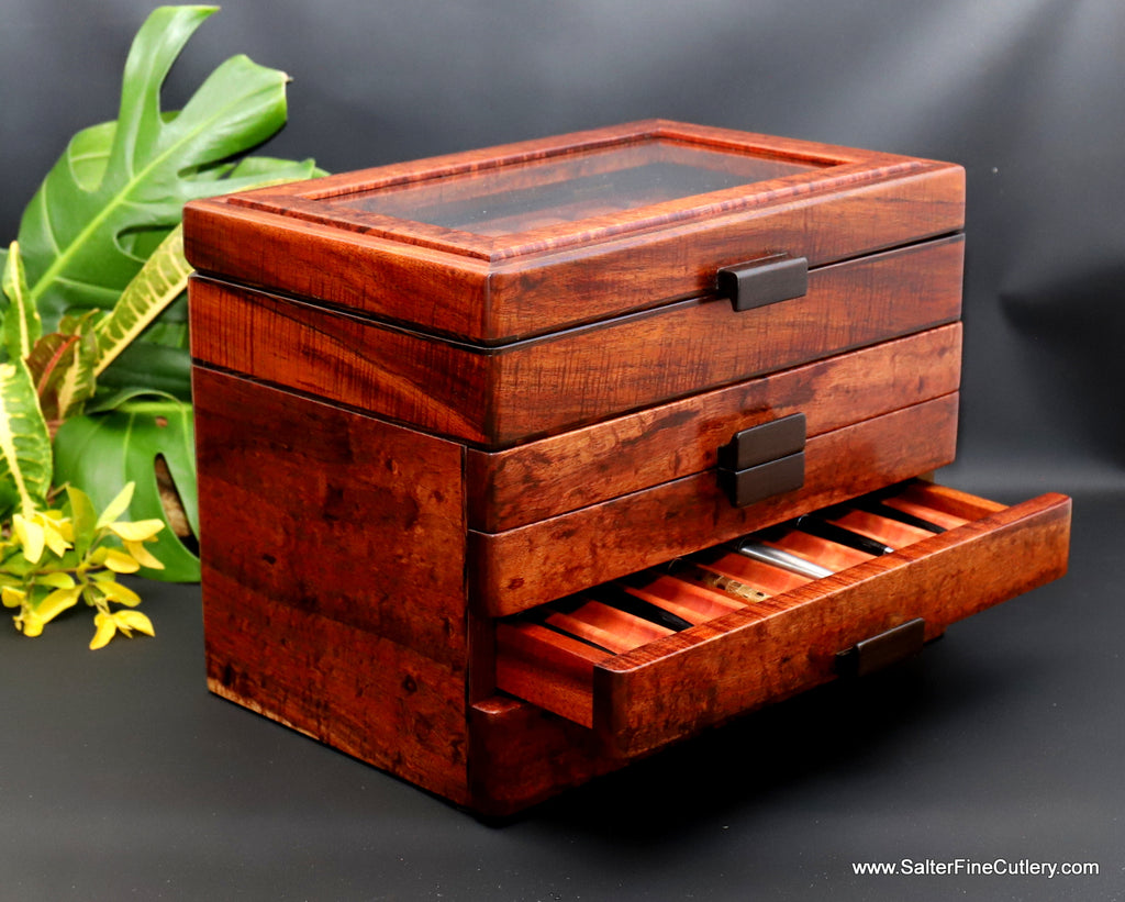Pen Box to hold 50 pens in 5 layers by SalterFineCutlery and custom woodworking
