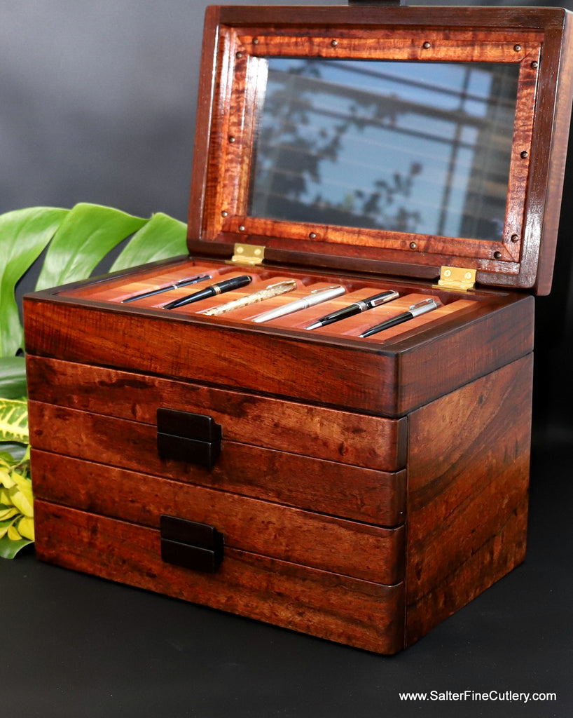 Collectible pen display box by SalterFineCutlery Custom luxury woodworking