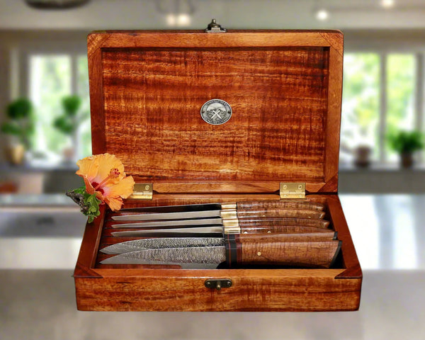 6-piece luxury handmade steak knife set in presentation box exclusively from SalterFineCutlery