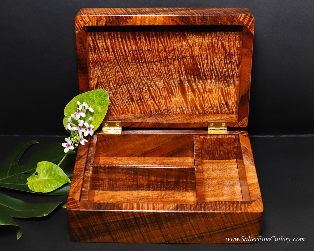 handcrafted SalterFineCutlery custom box to hold  clients personal collectibles