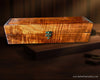 Curly koa wood presentation box to hold a single chef knife handcrafted by SalterFineCutlery