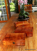 Set of 3 presentation boxes shown in bright natural light handcrafted custom boxes SalterFineCutlery and custom woodworking Hawaii