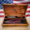 Collectible stars & stripes knife 250th anniversary special with knife, sheath, and open presentation display box from SalterFineCutlery