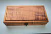 A handcrafted Hawaiian rare and exotic curly koa wood presentation box to hold a unique 250th anniversary special collectible knife by SalterFineCutlery