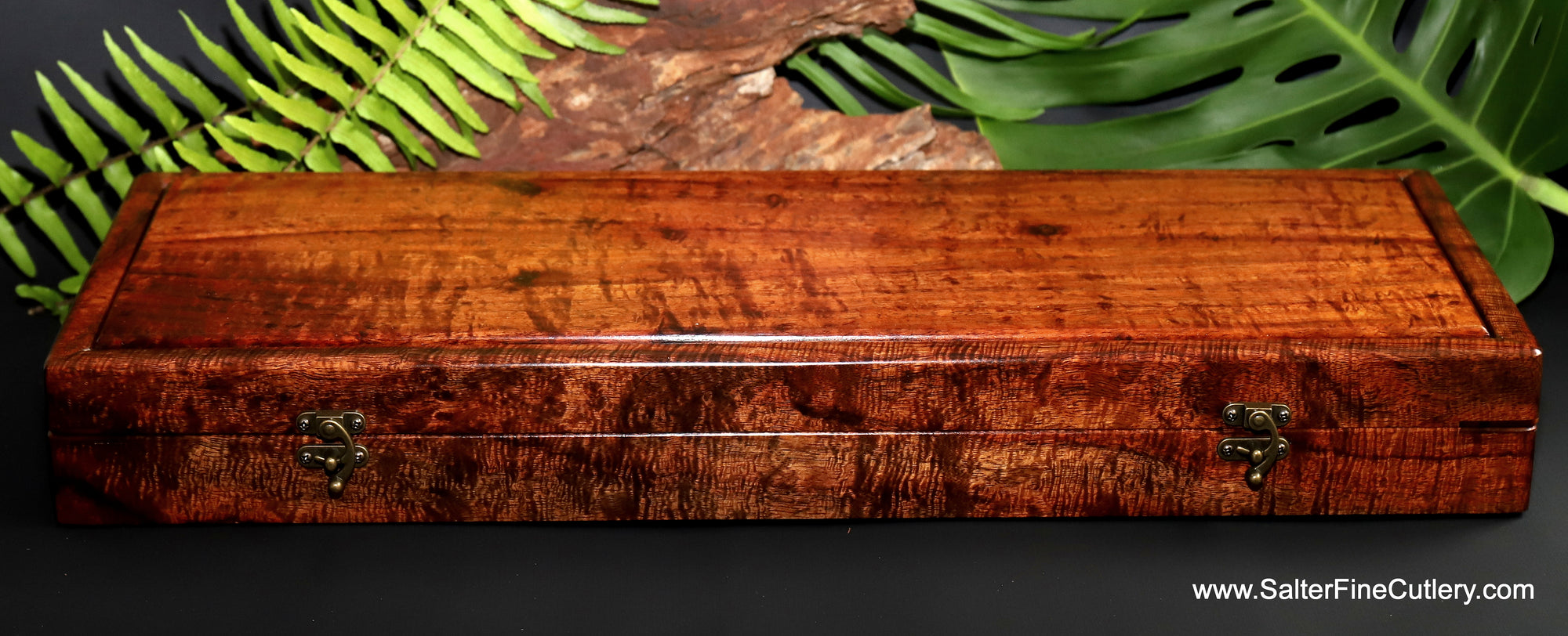 Handcrafted rare very old-growth Hawaiian koa wood presentation box by SalterFineCutlery
