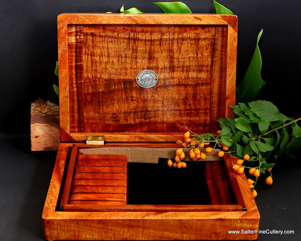 Presentation box to fit 8-pc steak knife set  by Salter Fine Cutlery and custom woodworking