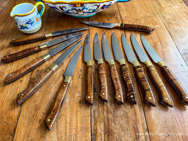 Refurbishing Service for steak knives used for many years in famous NYC restaurant handcrafted lusury cutlery from SalterFineCutlery servicing what we sell