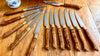 Set of restaurant knives used in famous NY City restaurant after refurbishing, sharpening and general servicing by SalterFineCutlery servicing what we sell