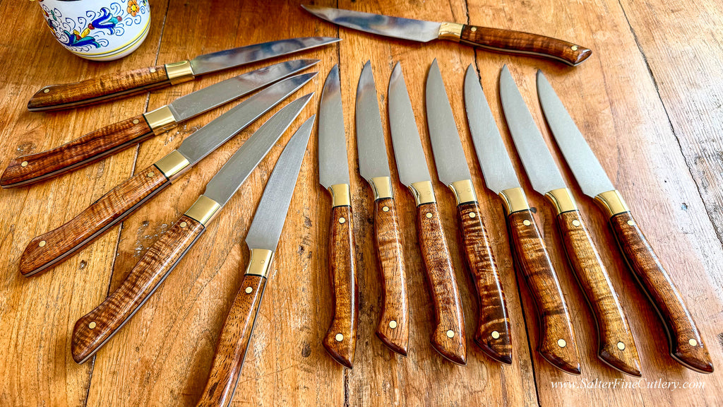 Set of restaurant knives used in famous NY City restaurant after refurbishing, sharpening and general servicing by SalterFineCutlery servicing what we sell