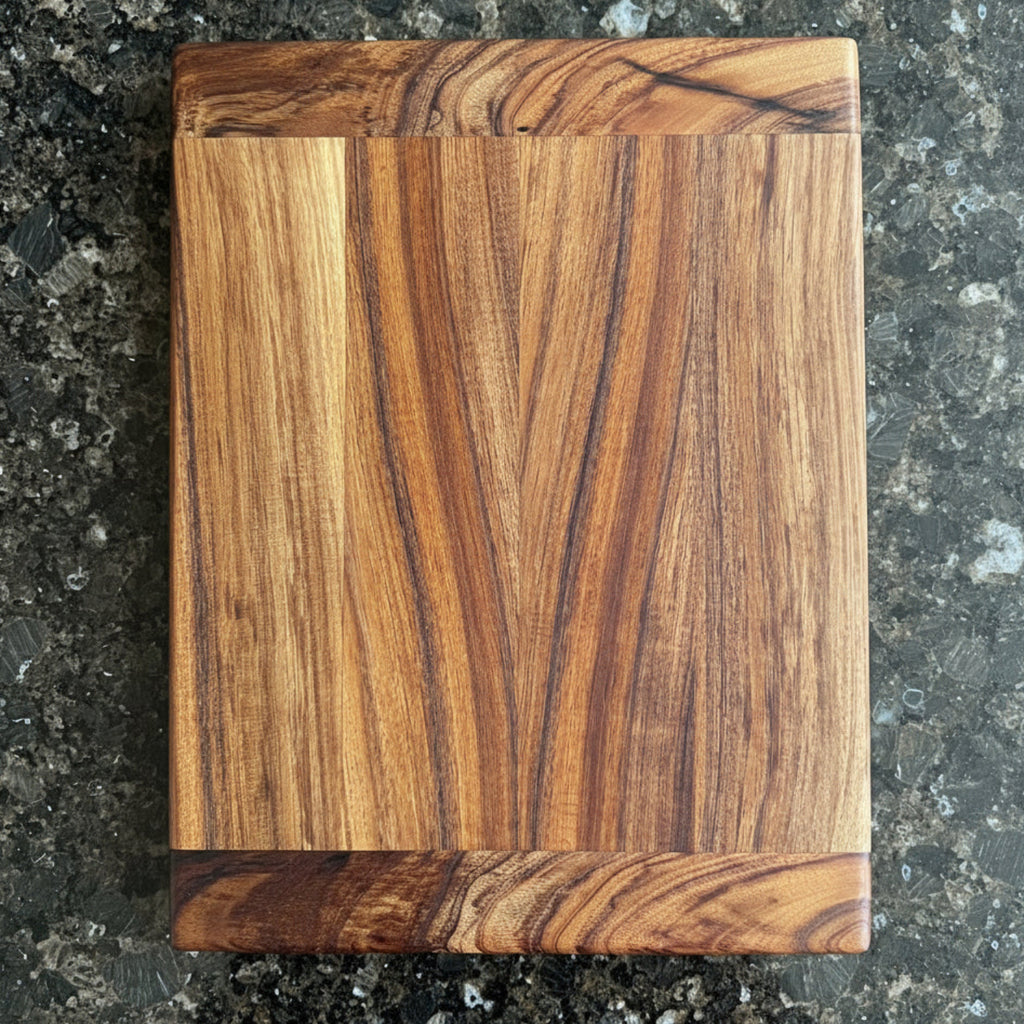 Hawaiian curly koa wood serving board size 1814x1 inches handcrafted by SalterFineCutlery and custom woodworking