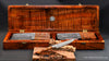 Handcrafted luxury steak knife set in presentation box featuring very rare old-growth instrument grade Hawaiian curly koa wood by SalterFineCutlery