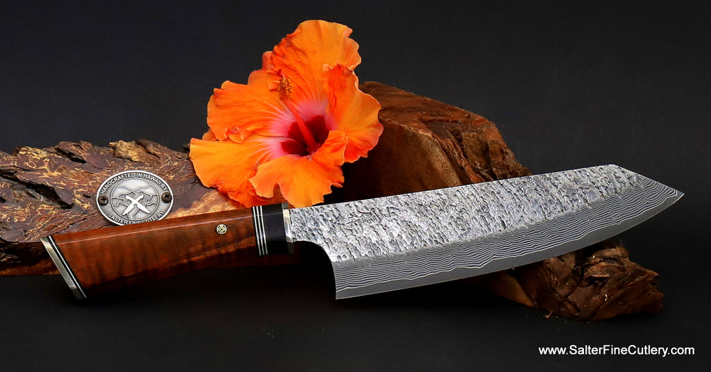 180mm original bunka knife hand-forged in Japan with handle handcrafted by SalterFineCutlery